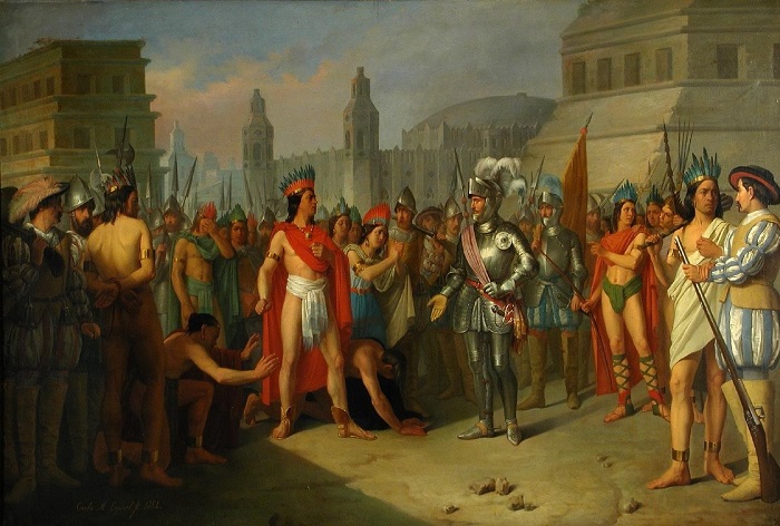 Завоевание Кортесом ацтеков глазами художника Карлоса Эскивеля и Риваса.