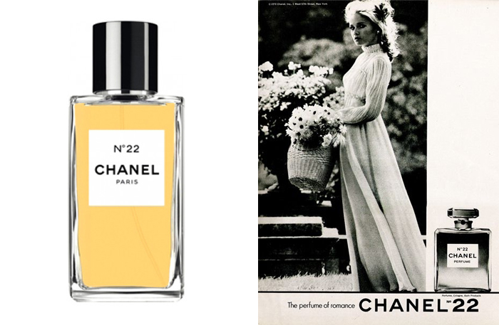 Флакон и реклама Chanel №22.