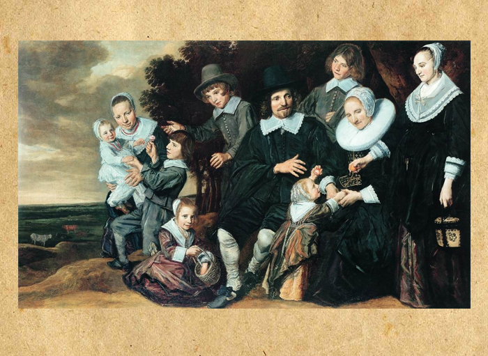 Семейный портрет на фоне пейзажа.