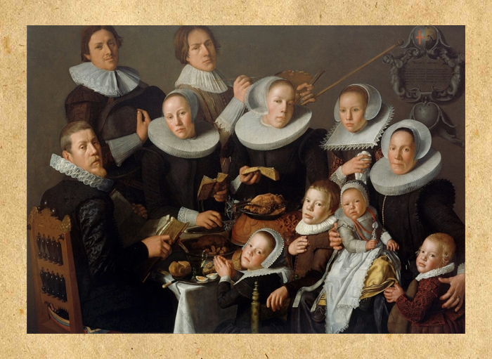 Художник Андрис ван Боховен и его семья.