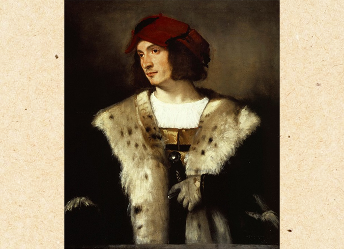 Портрет мужчины в красной шапочке.