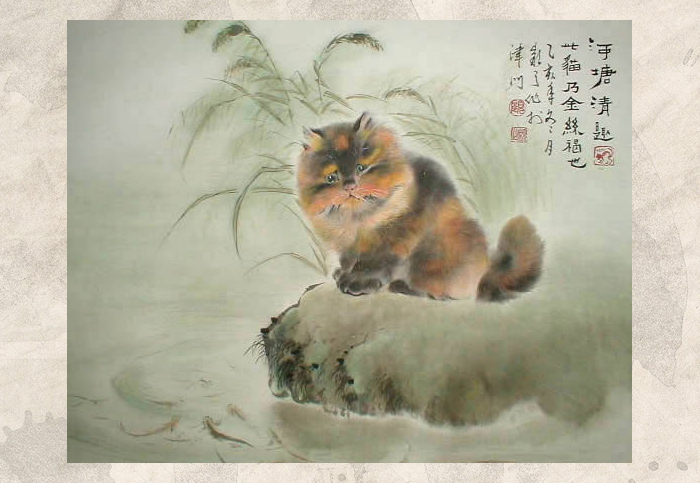 Кошки в рисунках Гу Йинчжи.