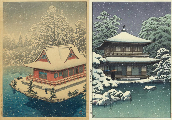Инокашира в снегу. Снег в храме Гинкаку-дзи.