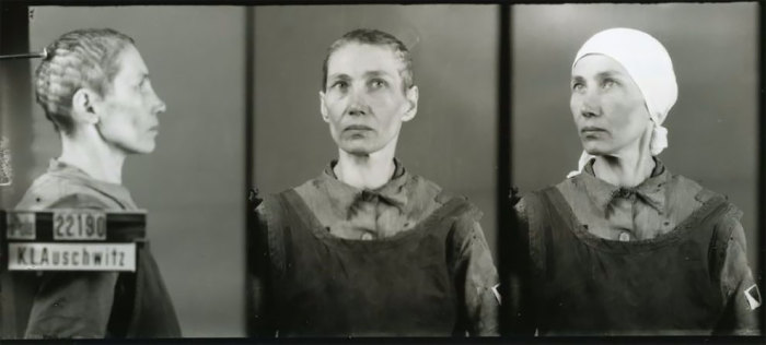 Каждого заключенного полагалось фотографировать в трех ракурсах: профиль (затылок упирается в кронштейн), анфас и 3/4 (в головном уборе).