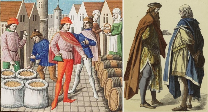 Европейские торговцы и богатые горожане Средневековья.