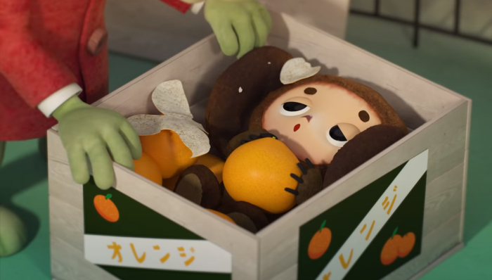 Чебурашка в ящике из-под апельсинов. Японских.