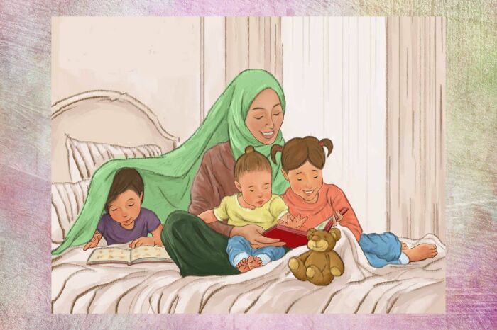 Женщина растила детей в мусульманских традициях.
