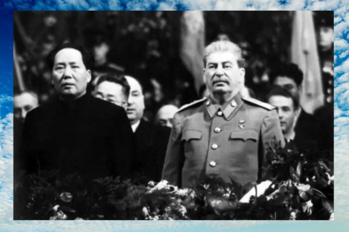 Сталин и Мао во время приезда Великого кормчего в СССР,