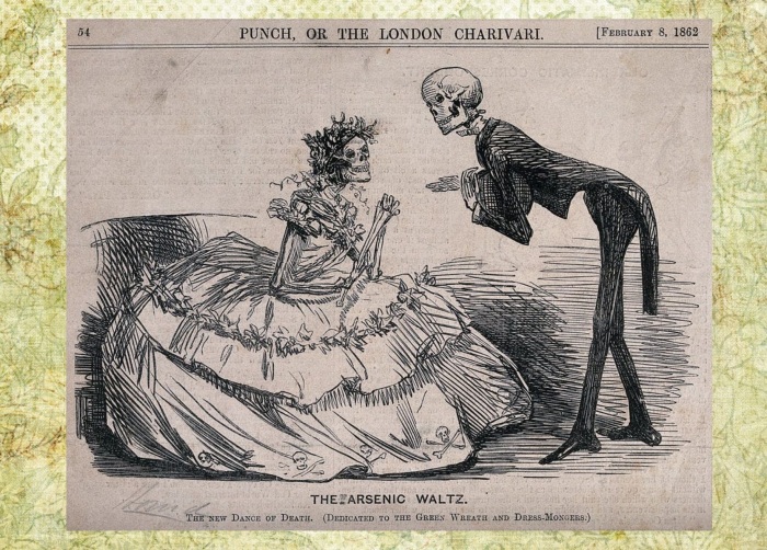 Иллюстрация на тему ядовитых платьев Викторианской эпохи.