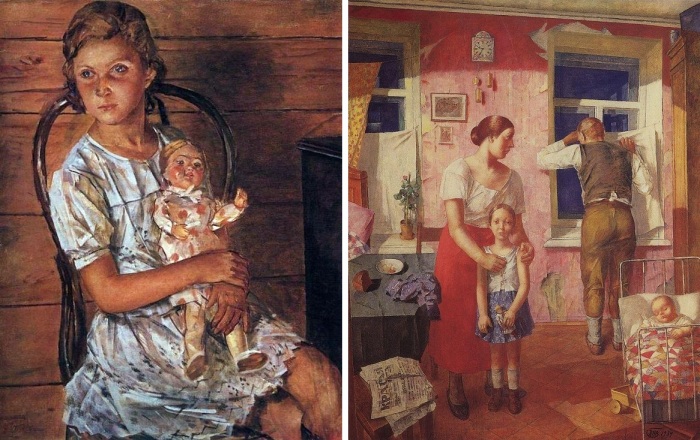Картины «Девочка с куклой» и  «1919 год. Тревога».
