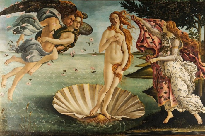 Рождение Венеры работы Сандро Боттичелли. В образе Венеры - Симонетта.