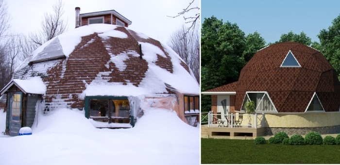 В купольном доме удобно жить и зимой, и летом. Он очень экономный.