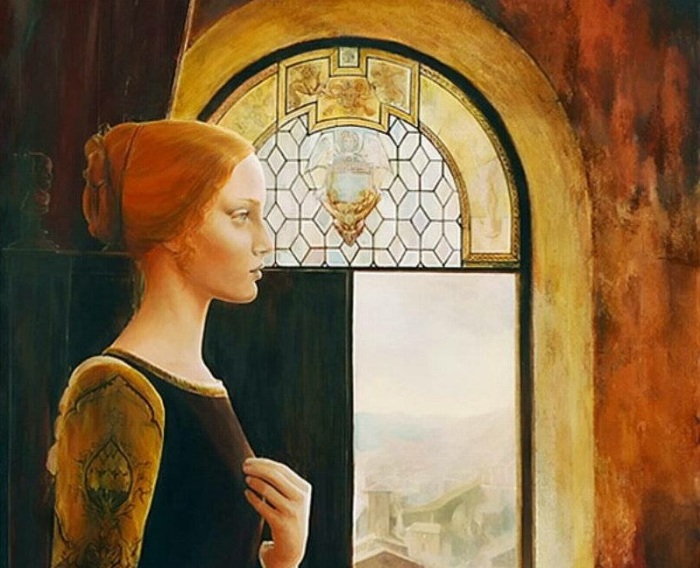 Девушка у окна (фрагмент). /Худ. Каспер Калиновский