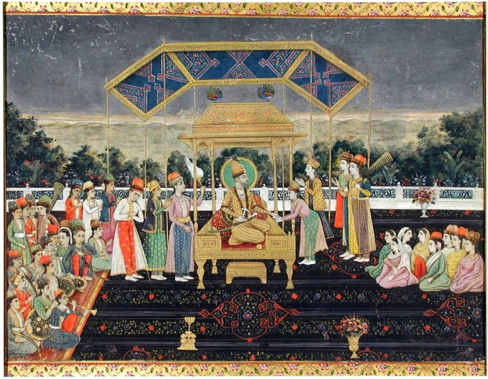 Надир-Шах на Павлиньем троне после завоевания Дели. Индийская миниатюра 1850 года / Музей искусств в Сан-Диего.