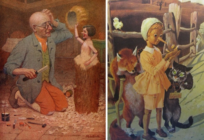 Зарубежные иллюстрации к книжке про Пиноккио.