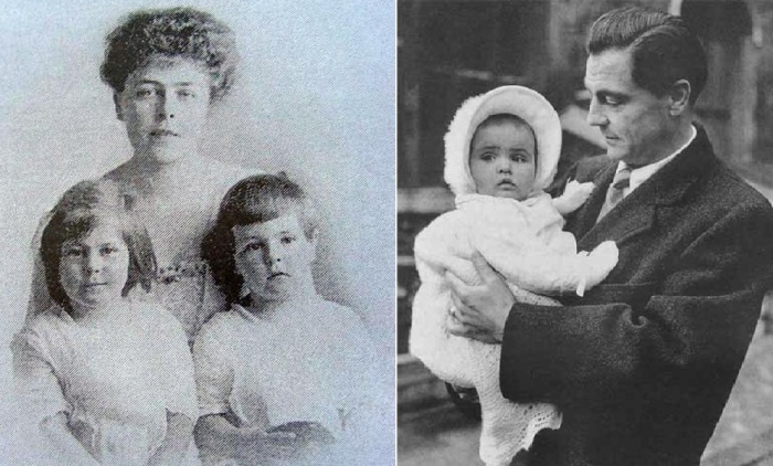 Эдуард с мамой и сестрой в 1917 году (слева) и со своей дочкой (справа).