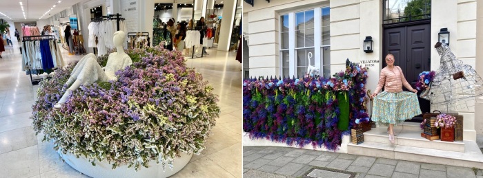 Жители Лондона с удовольствием фотографируются в цветочных локациях.