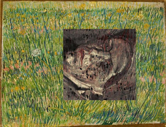 Ван Гог «Лоскут травы». Картина была написана поверх портрета - так художник справлялся с нехваткой денег на новый холст