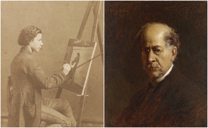 Генри Мослер на фотографии 1860 г. и на автопортрете 1907 г.