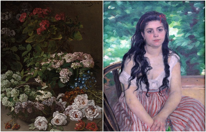 Леон Моне поддерживал художников и до прихода к идеям импрессионизма: слева картина Клода Моне, справа - Ренуара, обе написаны в 1860-е