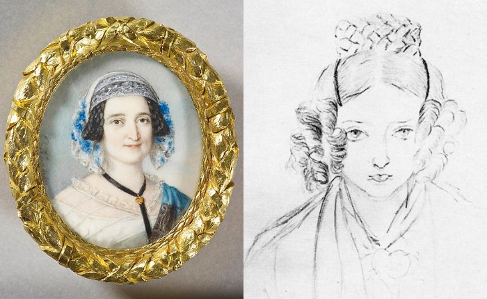 Портрет гувернантки Виктории и автопортрет самой принцессы Виктории  в возрасте 16 лет