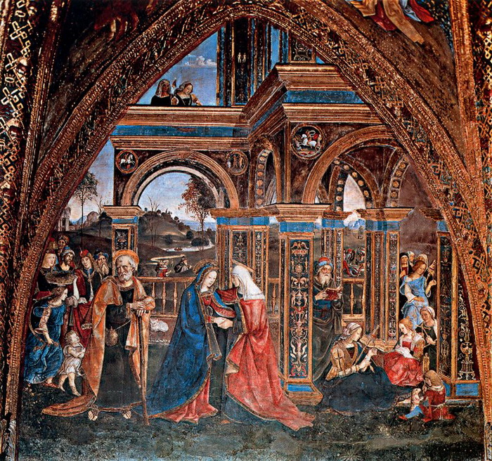 «Встреча Марии и Елизаветы». Фреска в Апартаментах Борджиа, Библиотека Ватикана