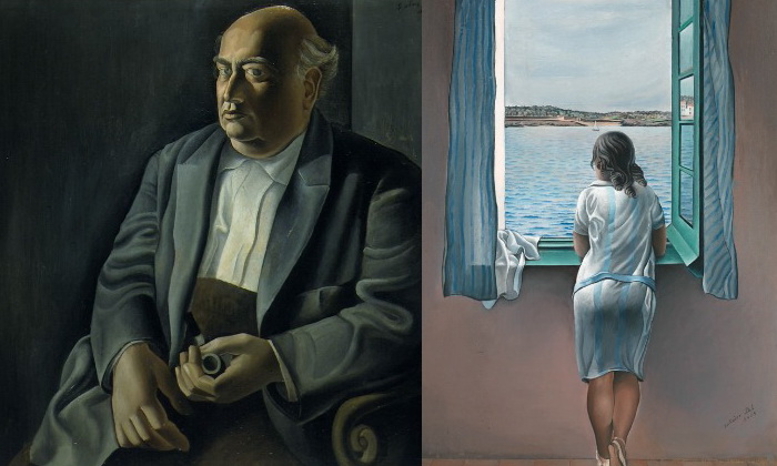 Слева - Портрет моего отца (1925), справа - Молодая женщина у окна (1925)