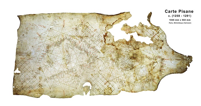 Самая старинная из известных карт-портуланов. Источник: commons.wikimedia.org