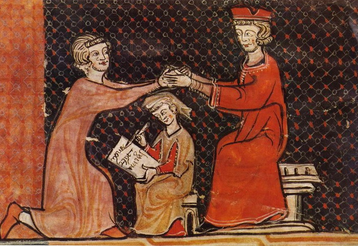 В средние века это была церемония посвящения в вассалы. Источник: commons.wikimedia.org