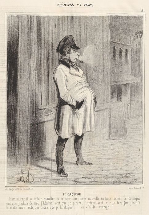Оноре Домье, «Клакёр», гравюра из цикла «Парижская богема», 1842 год