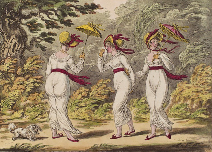 Три грации на сильном ветру. Карикатура Джеймса Гилрея. 1810 год