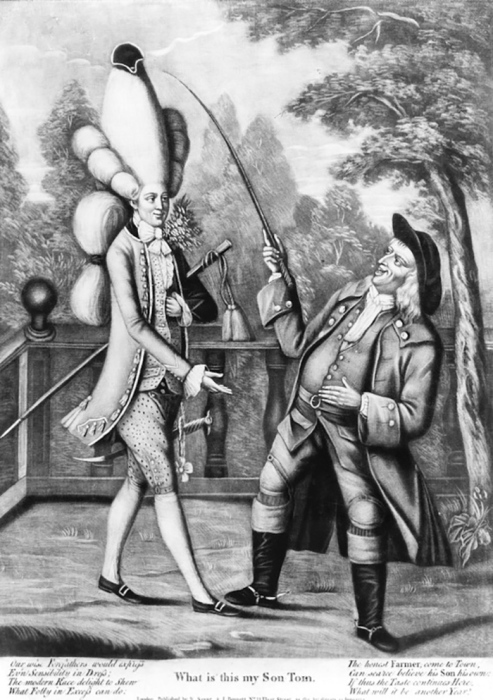 Английская карикатура. 1774 год:  - Том, сын мой, что это?