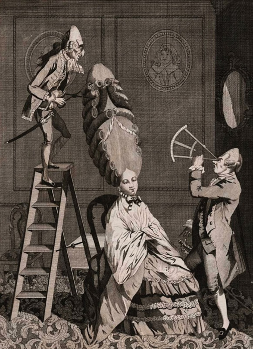 Смехотворные моды, или Абсурд, до которого доходят дамы. Английская карикатура. 1771 год