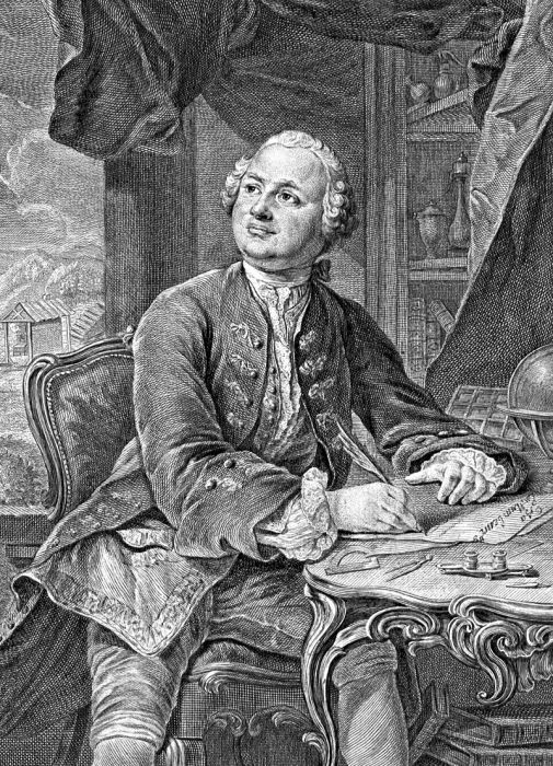 М.В.Ломоносов, прижизненное изображение, Э.Фессар и К.А.Вортман, 1757 г.