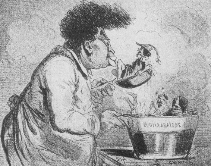 Карикатура «Дюма варит исторический суп»