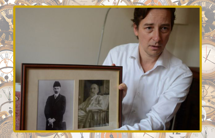 Дэвид Хендерсон-Стюарт с фотографией своих предков.