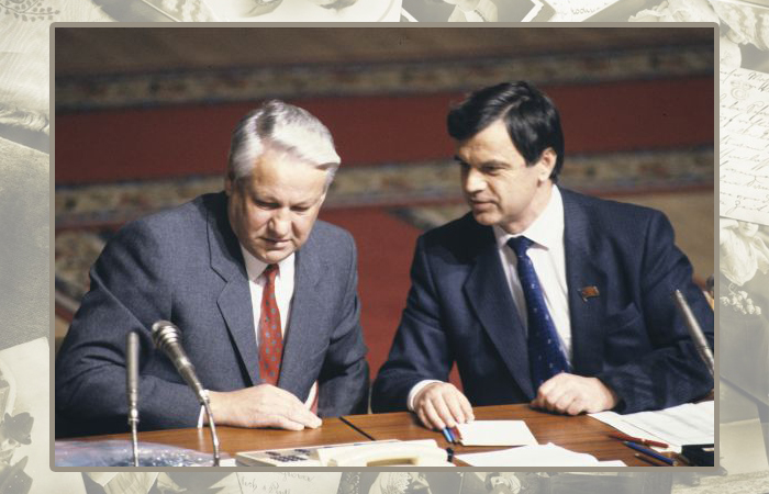 Руслан Хасбулатов и Борис Ельцин.
