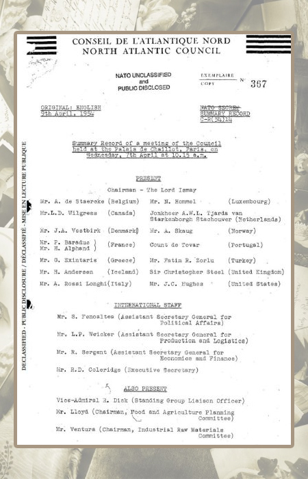 Сканкопия первой страницы протокола обсуждения советской заявки в НАТО.