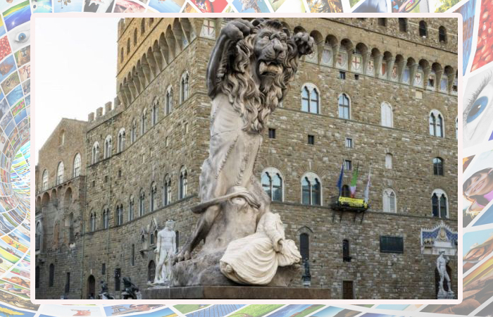 Статуя Франческо Веццоли «Безумный лев» до несанкционированной покраски.