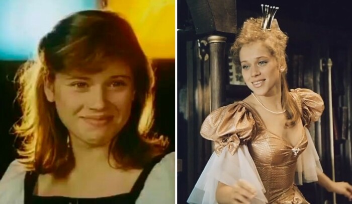 Слева - Варвара Владимирова в фильме «Лишний билет» (1982), справа - «Не покидай...» (1987)