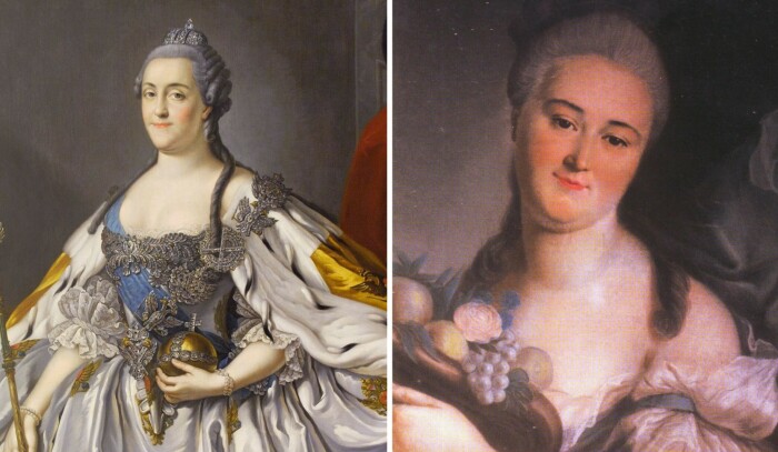 Екатерина II (фото слева) сыграла решающую роль в организации свадьбы Марины Закревской (фото справа) со Львом Нарышкиным.
