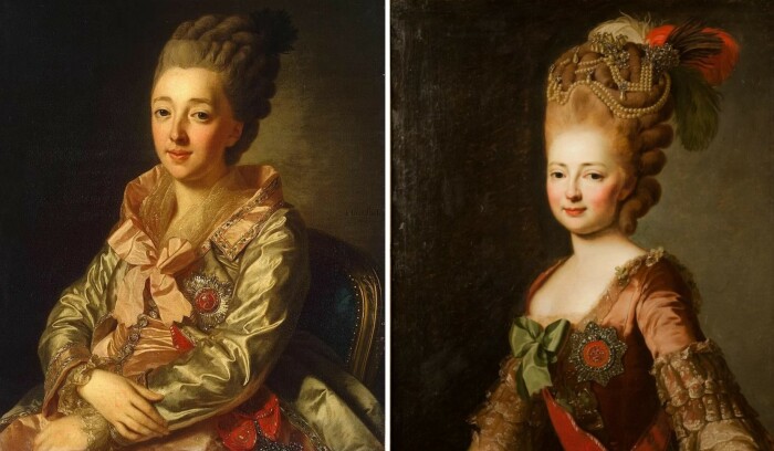 Слева - первая супруга Павла I Наталья Алексеевна, справа - вторая супруга Мария Федоровна.