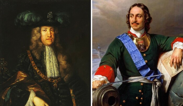 Карл VI (слева) не хотел портить отношения с Петром I (справа), поэтому не дал убежища царевичу.