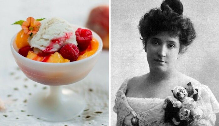 Десерт из мороженого и персика, созданный Огюстом Эскофье, стал очень популярным, особенно в США