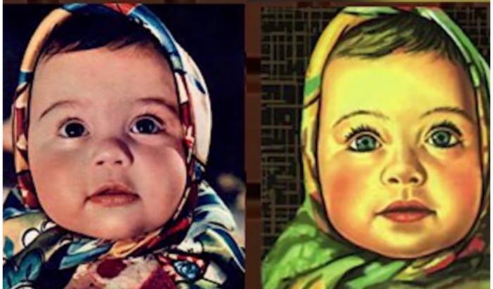 Слева снимок Елены, который победил в фотоконкурсе, а справа - уже обработанный художником-дизайнером «Красного Октября» Николаем Масловым