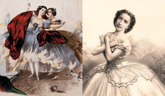 После воспламенения платья балерина Эмма Ливри прожила ещё восемь месяцев в страшных мучениях и умерла в 1863 году