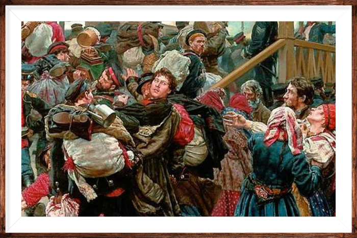 Фрагмент картины Константина Аполлоновича Савицкого «На войну» (1888)