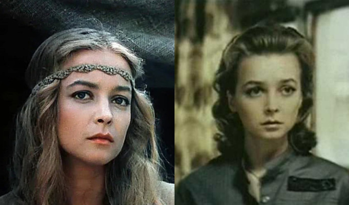 Слева - Вавилова в фильме  «Ученик лекаря» (1983), справа -  «Бармен из «Золотого якоря» (1986)