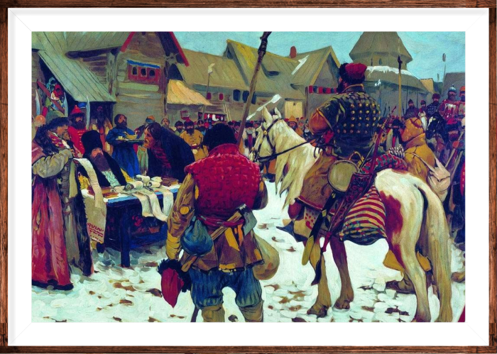 Картина «Смотр служилых людей» художника Сергея Васильевича Иванова (1907)