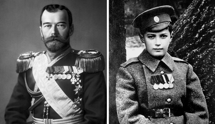 Николая II (фото слева) воспитывали как обычного ребенка, тех же принципов он придерживался и со своим сыном Алексеем (фото справа)